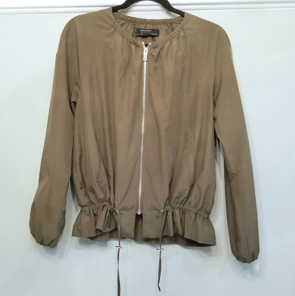 Zara Basic Army Green Zip-Up Jacket - image 2